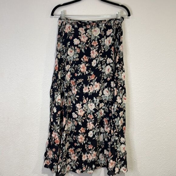 Vintage floral maxi button down tie waist skirt size M - Picture 5 of 7